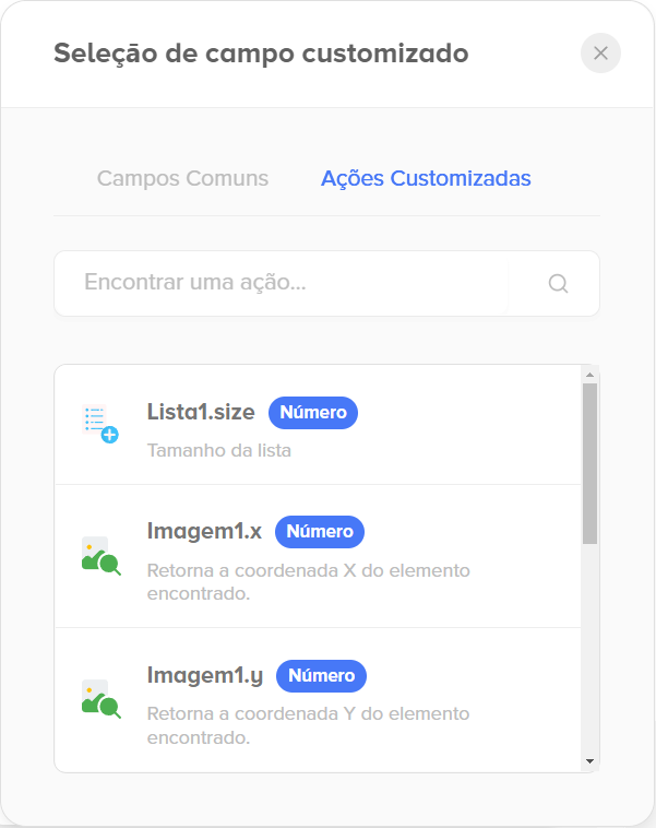 Seleção de campo customizado